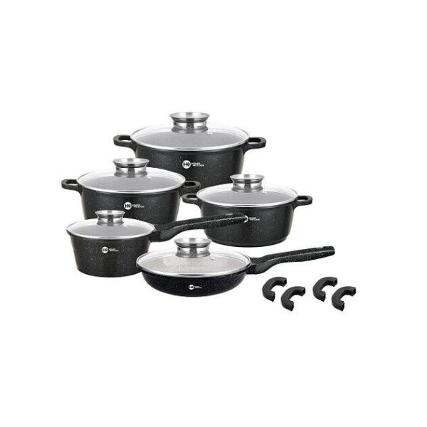 

Набор посуды с гранитным покрытием на 14 предметов Higer Kitchen НК-305 Черный