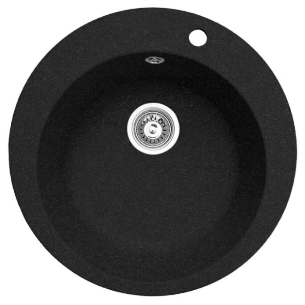 

Каменная кухонная мойка Akvatika черная с правосторонним отверстием, круглая гранитная мойка для кухни черного цвета из искусственного камня Akvatika (о-454444580001)