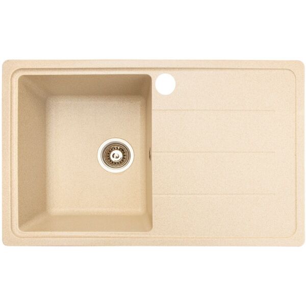 

Каменная кухонная мойка Akvatika бежевая с левосторонним отверстием, прямоугольная гранитная мойка для кухни бежевого цвета из искусственного камня Akvatika (о-311000015)