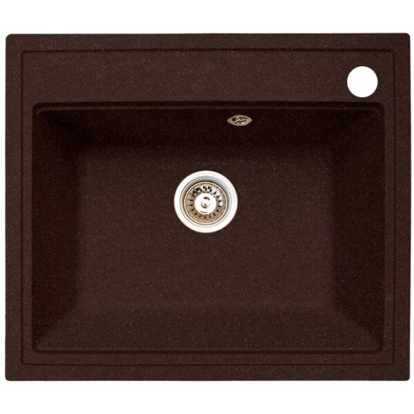 

Каменная кухонная мойка Akvatika коричневая с правосторонним отверстием, прямоугольная гранитная мойка для кухни коричневого цвета из искусственного камня Akvatika (о-711590009) -COPY-