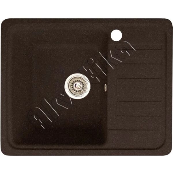 

Каменная кухонная мойка Akvatika коричневая с левосторонним отверстием, прямоугольная гранитная мойка для кухни коричневого цвета из искусственного камня Akvatika (о-36700016)