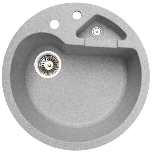 

Каменная кухонная мойка Akvatika серая, круглая гранитная мойка для кухни серого цвета из искусственного камня Akvatika (о-7554234006)