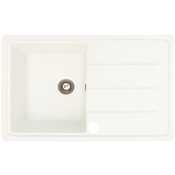 

Каменная кухонная мойка белая с правосторонним отверстием, прямоугольная гранитная мойка для кухни белого цвета из искусственного камня Akvatika (о-3118800015)