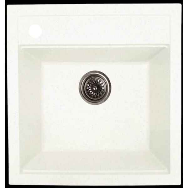 

Каменная кухонная мойка Akvatika белая с левосторонним отверстием, квадратная гранитная мойка для кухни белого цвета из искусственного камня Akvatika (о-511100018)