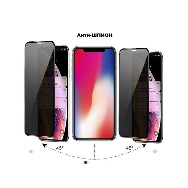 

Защитное стекло Privacy 5D (full glue) для Apple iPhone 11 Анти-шпион Черное