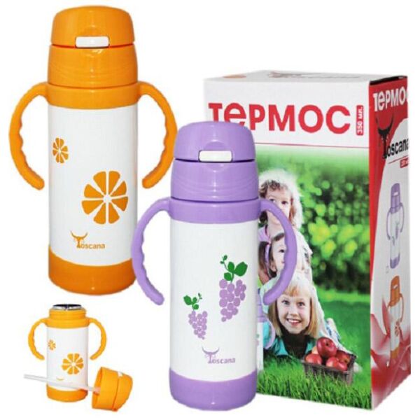 

Термос детский Toscana Fruit 350 мл с двумя ручками и трубочкой S&T 43809-BR-2115