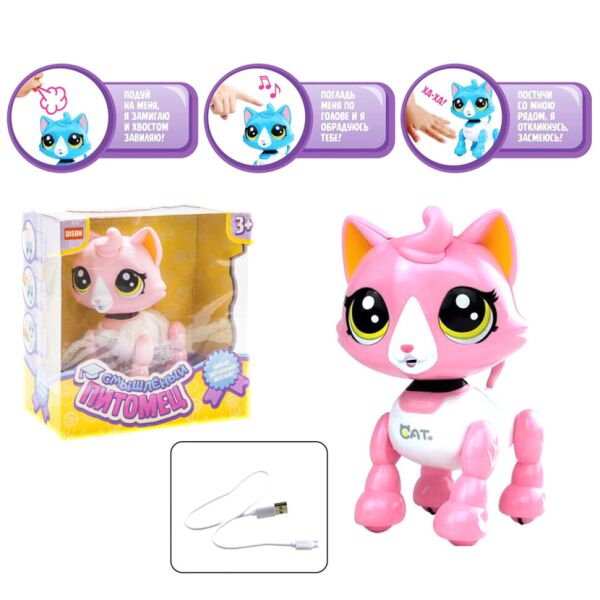

Интерактивная игрушка Смышленый питомец "Кот" DISON E5599-9 (Розовый)