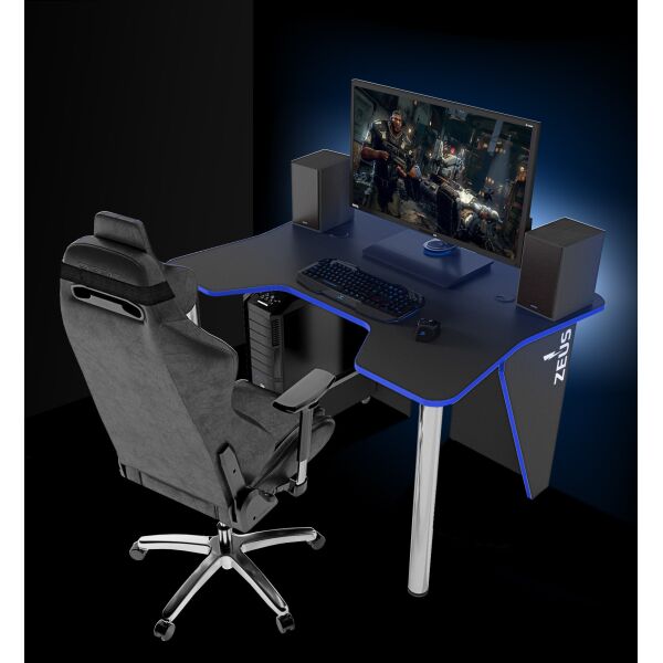 

Геймерский игровой стол с LED подсветкой Igrok-3L Zeus черный/синий