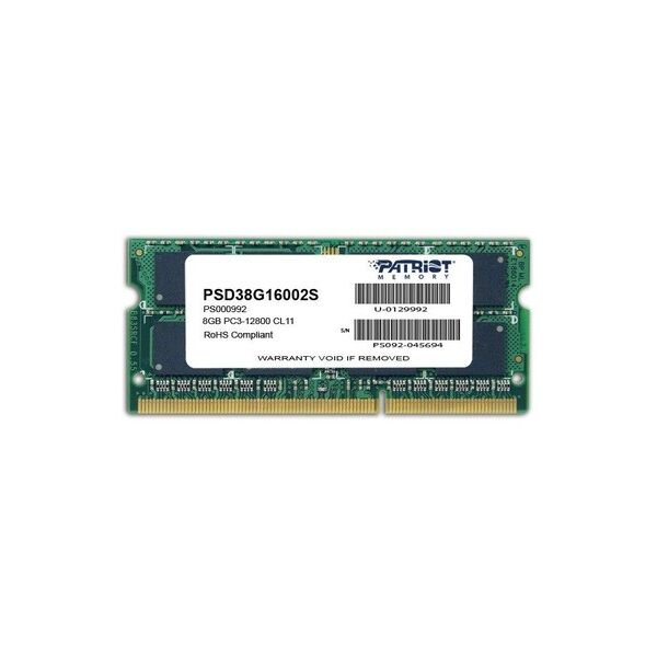

Оперативная память PATRIOT 8 GB SO-DIMM DDR3 1600 MHz (PSD38G16002S)