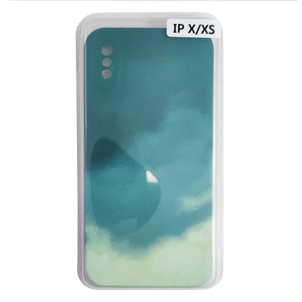 

Чехол Silicone Water Print iPhone X/XS Mix Color Green