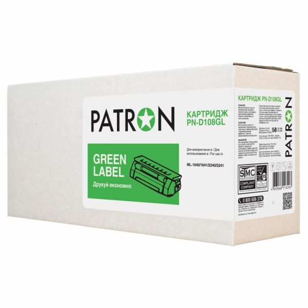 

Картридж PATRON SAMSUNG ML-1640(MLT-D108S) GREEN Label (PN-D108GL)
