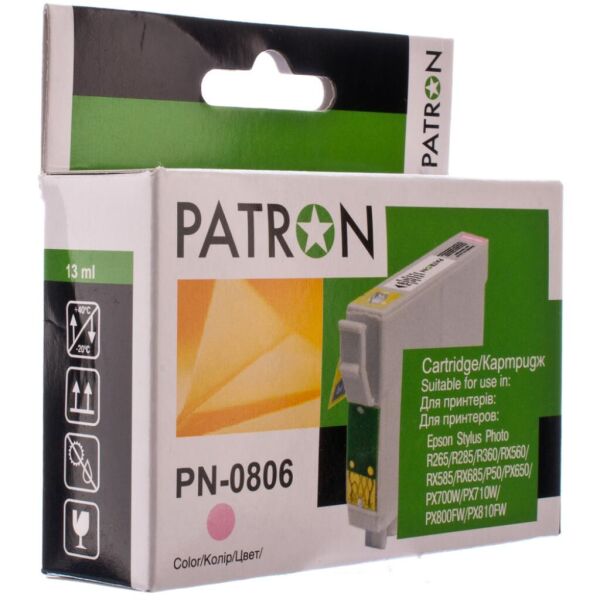 

Картридж PATRON EPSON R265/285/360,RX560/585/685,P50,PX650 LIGHT MAGENTA (T0 (PN-0806)
