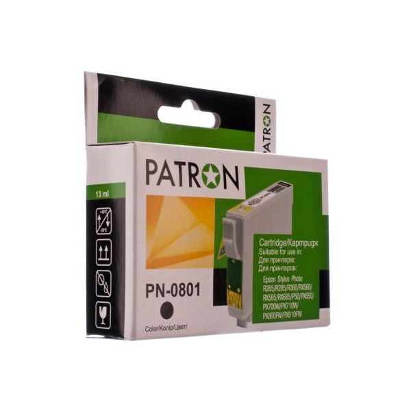 

Картридж PATRON EPSON R265/285/360,RX560/585/685,P50,PX650 BLACK (T0801) (PN-0801)