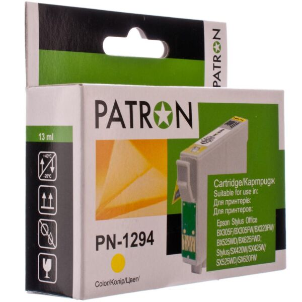 

Картридж PATRON EPSON BX305F/320/525/625,SX420/425/525/535/620 YELLOW (T1294 (PN-1294)