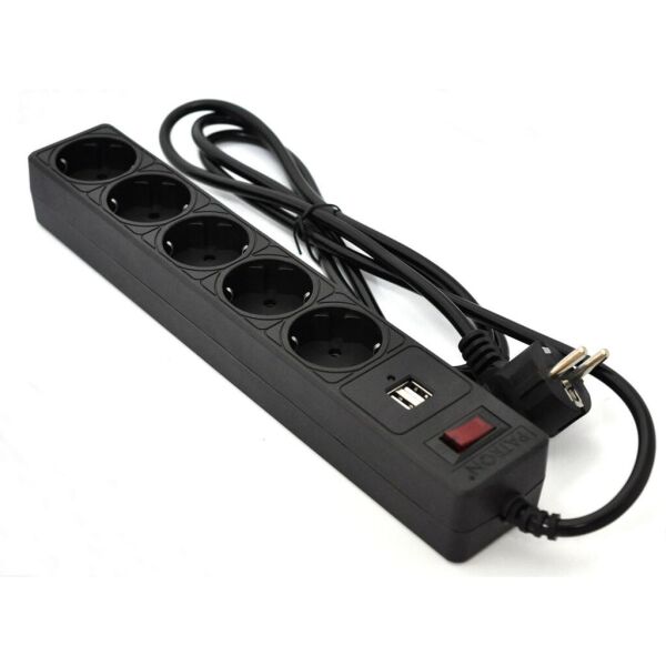 

Сетевой фильтр питания PATRON 1.8m (SP-52) + 2 USB 2.0, 2.1A , 5 роз. BLACK (EXT-PN-SP-52-USB)
