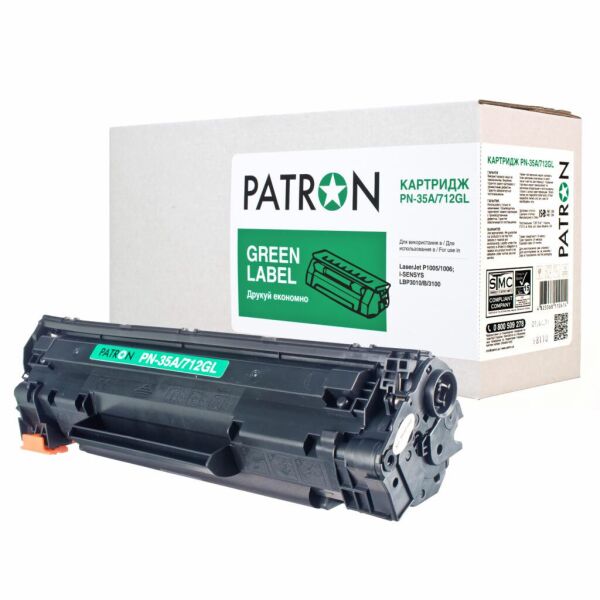 

Картридж PATRON HP LJ CB435A/CANON 712 GREEN Label (PN-35A/712GL)