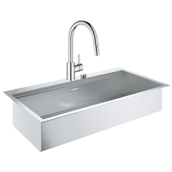 

Набор Grohe мойка кухонная K800 31586SD0 + смеситель Eurosmart Cosmopolitan 31481001