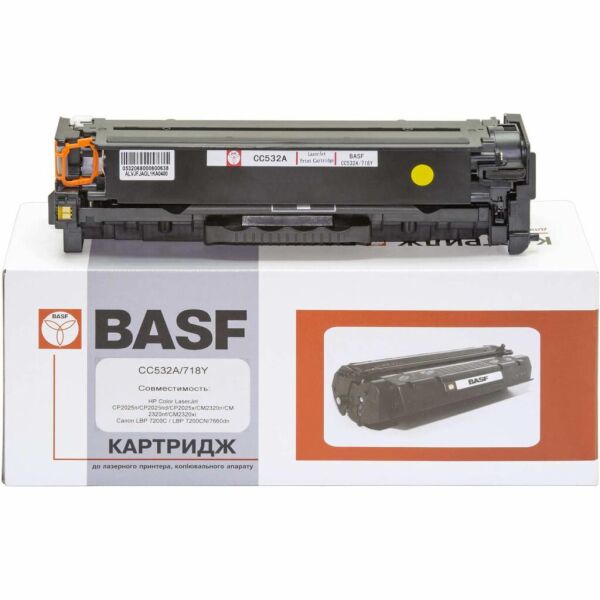 

Картридж BASF для HP CLJ CP2025/CM2320, Canon 718 Yellow (KT-CC532A)
