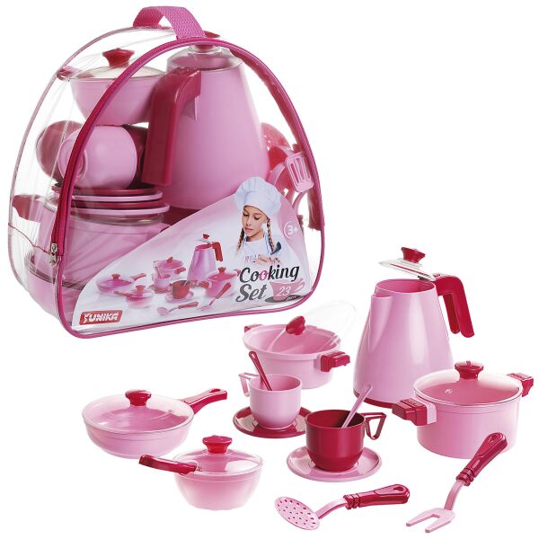 

Набор посуды "Cooking Set", 23 предметов, розовый, в сумке 22*16*2см, ТМ Юника, Украина (20шт)