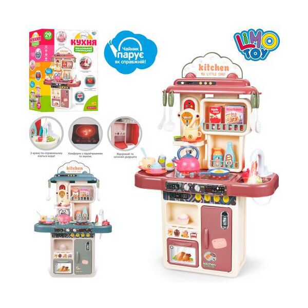 

Кухня плита, LIMO TOY мойка, посуда, продукты, звук, свет, пар, 2 цвета, бат., в кор. 46,5*35*14см (10шт)