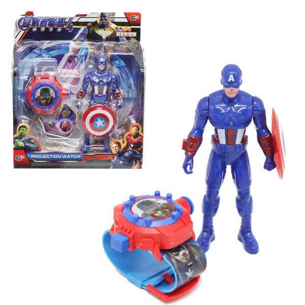 

Фигурка героя Avengers Капитан Америка + часы Синий 777-328C