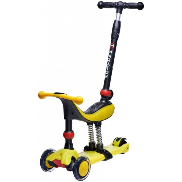 

Трехколесный самокат 5в1 детский родительская ручка/ с пружинами Maraton Credo - Желтый (sa3871)