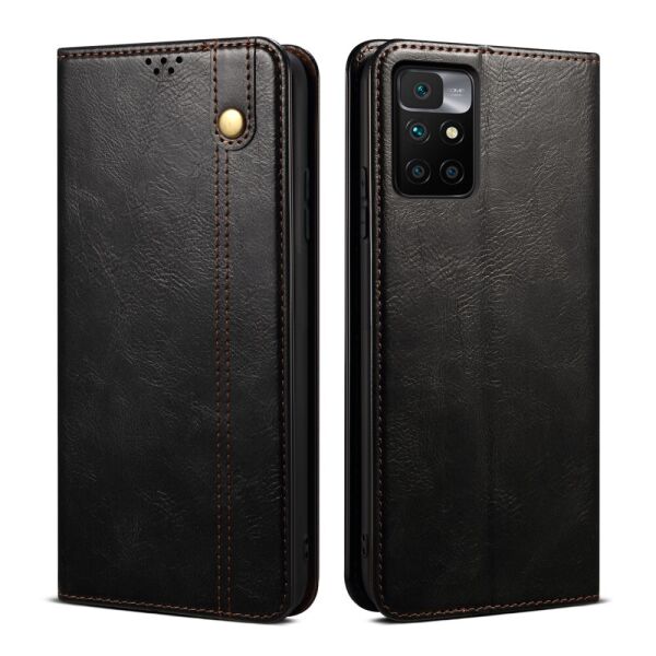 

Чехол книжка для Xiaomi Redmi 10 боковой с отсеком для визиток (Редми 10), Global Case, Черный