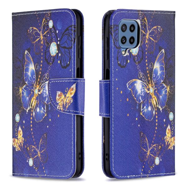 

Чехол книжка для Samsung Galaxy M32 M325 боковой с отсеком для визиток, Бабочки с бриллиантом