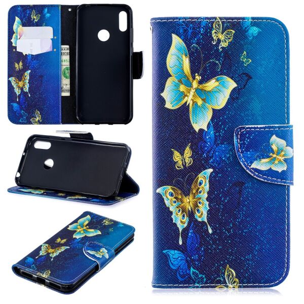 

Чехол книжка для Huawei Y6 2019 боковой с отсеком для визиток, Волшебные бабочки