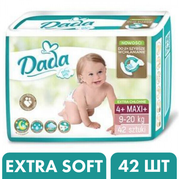 

Подгузники Dada Extra Soft 4+ Maxi+ (9-20 кг), 42 шт