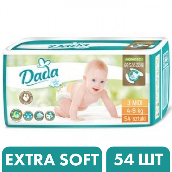 

Подгузники Dada Extra Soft 3 Mіdi (4-9 кг), 54 шт