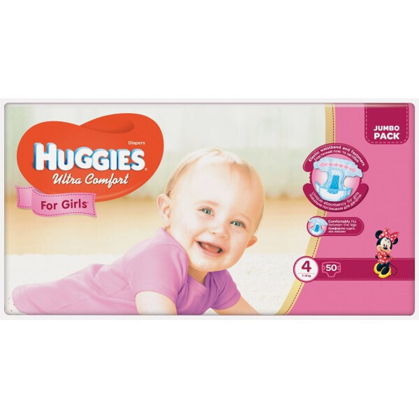 

Подгузники Huggies Ultra Comfort 4 для девочек (8-14кг) 50шт