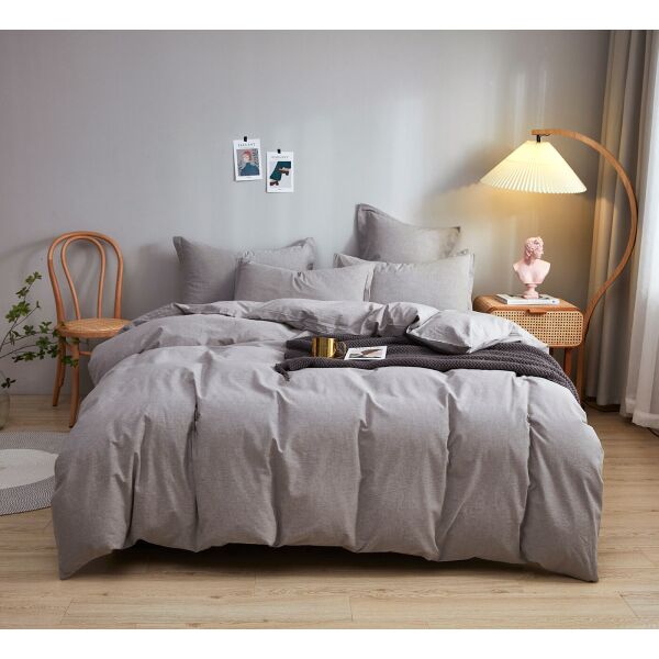 

КПБ Вареный хлопок серый Love You Евро