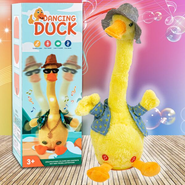 

Интерактивная игрушка - танцующая утка в шляпке, поёт и светится Dancing duck