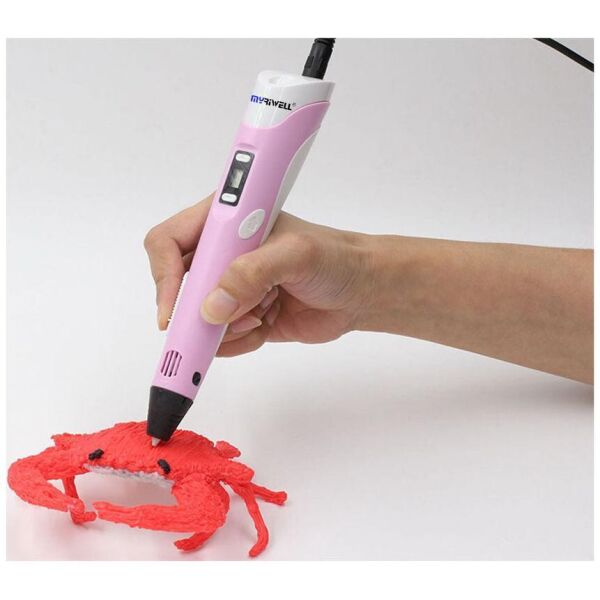 

3D Ручка PEN-2 с LCD-дисплеем + Пластик! Крутая ручка для рисования! РОЗОВАЯ