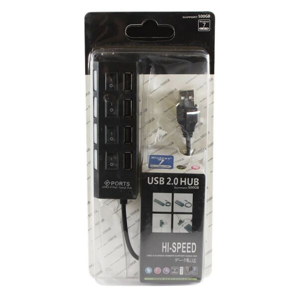 

Концентратор USB 2.0, 4 ports, Black с переключателями на каждый порт (YT-HWS4HS-B)