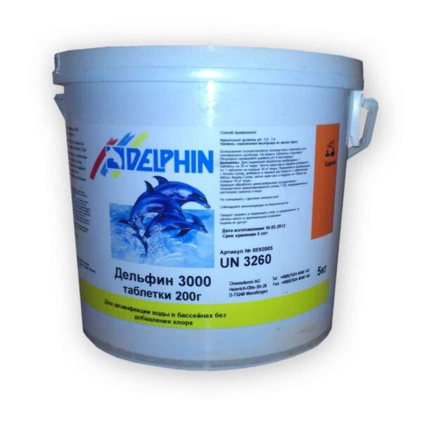 

Немецкий Активный кислород Delphin Aquablanc 3 кг таблетки (200г) для дезинфекции воды в бассейне
