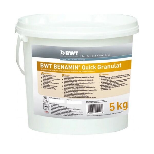 

Быстрорастворимые гранулы для дезинфекции воды в бассейне BWT Benamin Quick (5 кг)