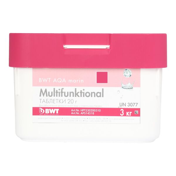 

Многофункциональные таблетки для дезинфекции воды в бассейне BWT AQA Marin Multifunktional (3 КГ)
