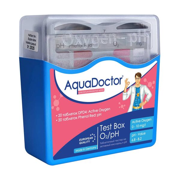 

Тестер AquaDoctor Test Box O2/pH для определения состояния pH и уровня активного кислорода воды в бассейне