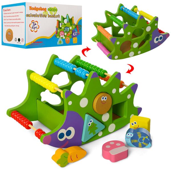 

Деревянная игрушка Сортер MD 2597 (18шт) ежик 21см, фигурки, счеты, в кор-ке, 22-13-13,5см
