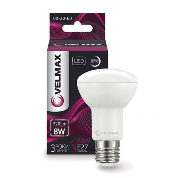 

Лампа LED VELMAX V-R63 E27 8W 4100K (21-15-32)
