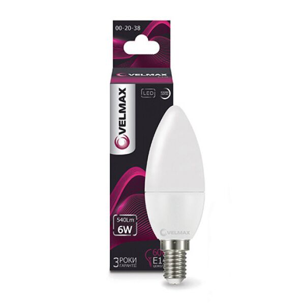 

Лампа LED VELMAX V-C37 E14 6W 4100K (21-13-20)