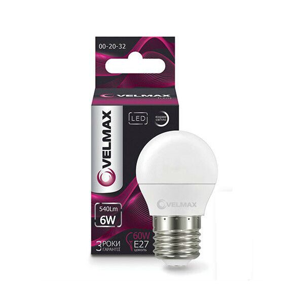 

Лампа LED VELMAX V-G45 E27 6W 4100K