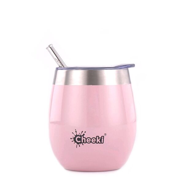 

Бокал для напитков Cheeki со стальной трубочкой 220ml Insulated Wine Tumbler Champagne Pink