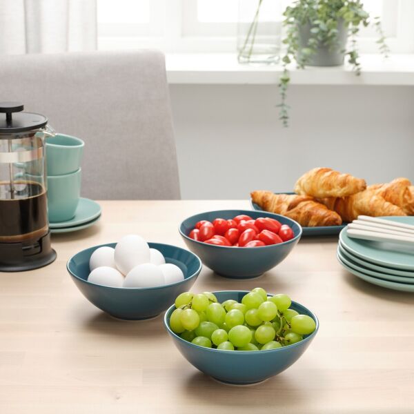 

Миска, 4 шт блестящий темно-бирюзовый FÄRGKLAR IKEA 904.771.92