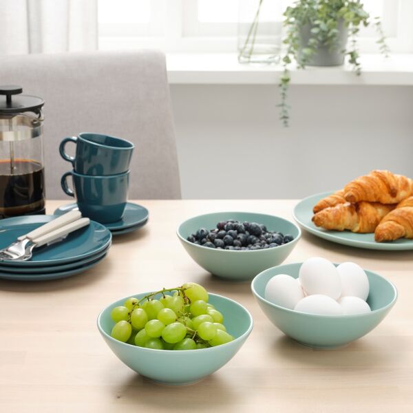 

Миска, 4 шт матовый светло-бирюзовый FÄRGKLAR IKEA 104.771.91