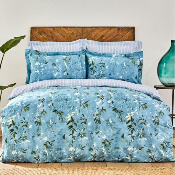 

Постельное белье Karaca Home ранфорс - Orville mavi голубой евро 160*200+30 (ПВХ) (svt-2000022298582)