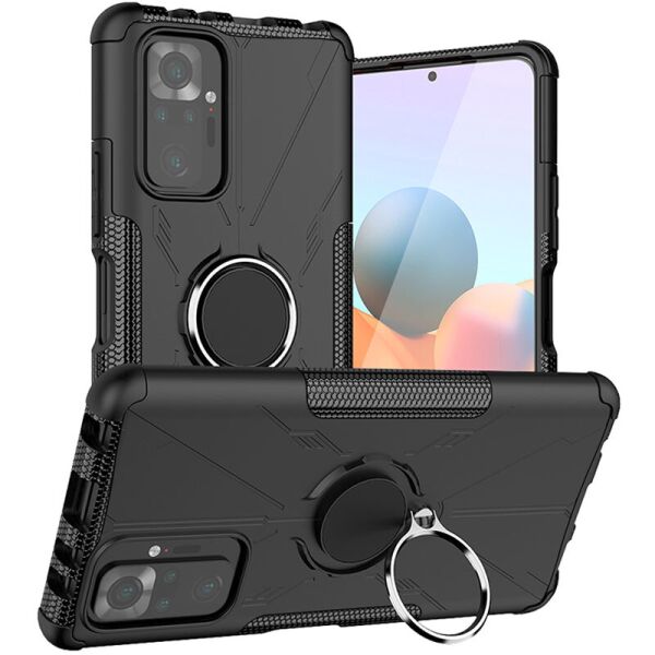 

Ударопрочный чехол Protective Ring для Xiaomi Redmi Note 10 / Note 10s Черный