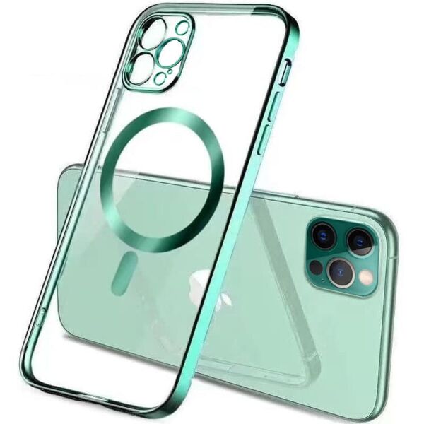 

TPU чехол Glossy Plating with Magnetic Safe для Apple iPhone 13 Pro (6.1") Зеленый